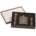 6 oz Stainless Steel Flask Set in Black Presentation Box